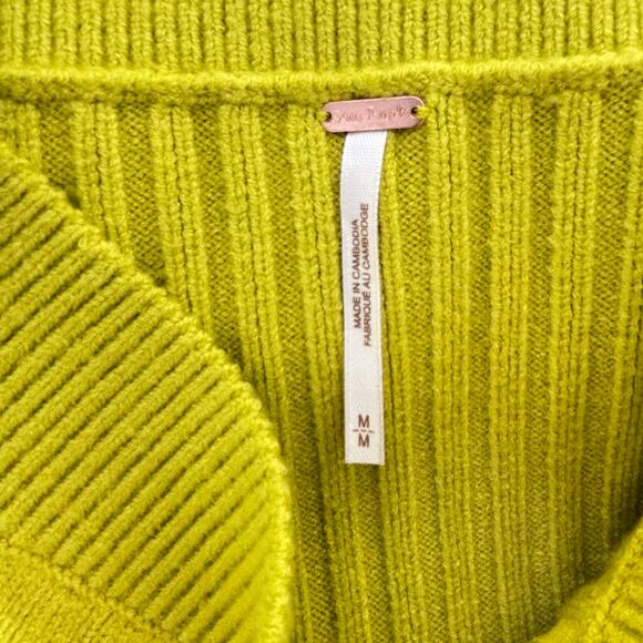 Free People Eliza Sweater Mini Skirt Set Yellow Lime NWT Medium - Picture 8 of 11